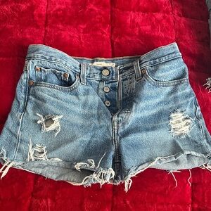 Levi's Light Blue Distressed Denim Cutoff Shorts